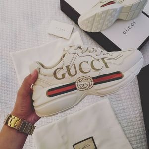 Gucci White and Gold Women's Sneakers